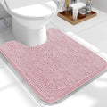 OLANLY Toilet Rugs U-Shaped 24x20, Extra Soft Absorbent Chenille Contour Bathroom Rugs for Toilet, Dry Quickly, Machine Washable, Non-Slip Bath Mat, Dusty Rose