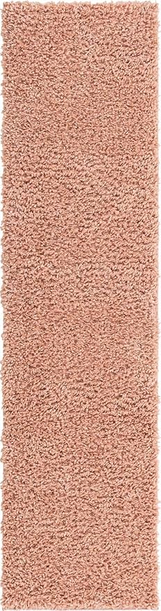 Unique Loom Davos Shag Collection Area Rug - Solid (2' 2" x 8' Runner, Dusty Rose)
