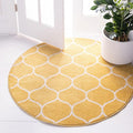 Rugs.com Lattice Frieze Collection Rug – 4' Round Yellow Medium Rug Perfect for Kitchens, Dining Rooms