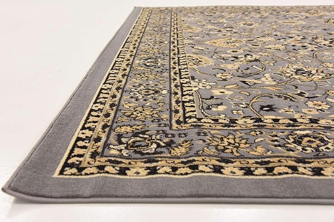 Unique Loom Sialk Hill Collection Area Rug - Washington (7' 10" Square Gray/Black)