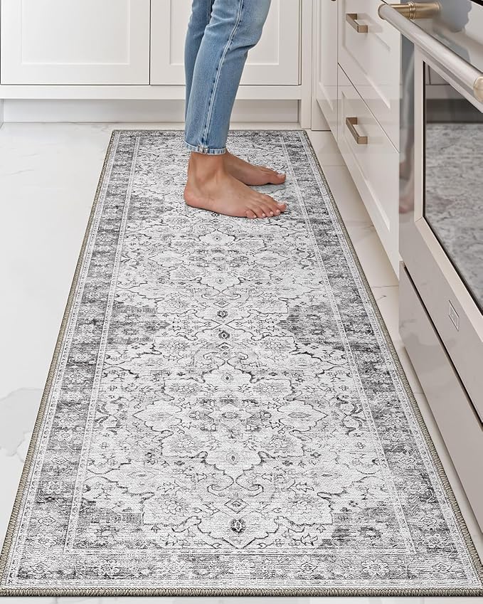 LUMI Washable Kitchen Rug 2x6 for Floor, Non Slip Runner Rugs with Rubber Backing, Low Pile Comfort Area Carpet for Standing, Living Room, Entryway, Laundry, Hallways