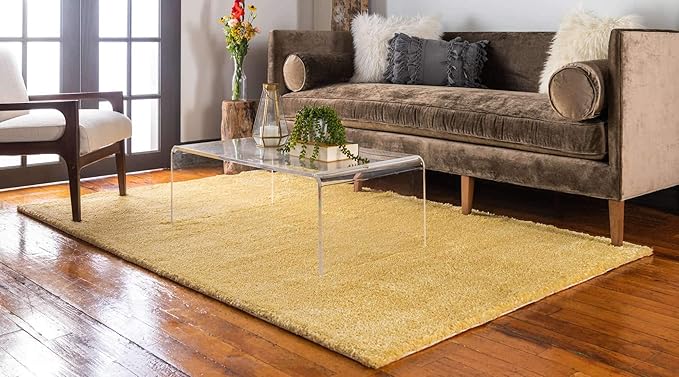 Unique Loom Solo Collection Area Rug - Calabasas (7' 10" x 10' Rectangle, Yellow)