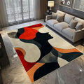 7x9 Abstract Rug, Abstract Area Rug, Geometric Area Rugs, Modern Geometric Rugs, Minimalist Face Carpet, Contemporary Carpet for Living Room, Non Slip & Faux Cashmere Low Pile