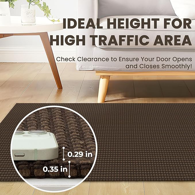 Braided Runner Rug 2x10 Ft Washable Runners for Hallways Non Slip Rubber Backed Kitchen Runners Cotton Long Entryway Runner Indoor, Woven Carpet for Hall Kitchen Entryway, Brown
