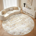 Round Rug Living Room Rugs: 7Ft Washable Circle Large Abstract Modern Soft Stain Resistant Non Slip Indoor Floor Carpet for Bedroom Nursery Office Dining Room Dorm Home House Decor- Gray Gold