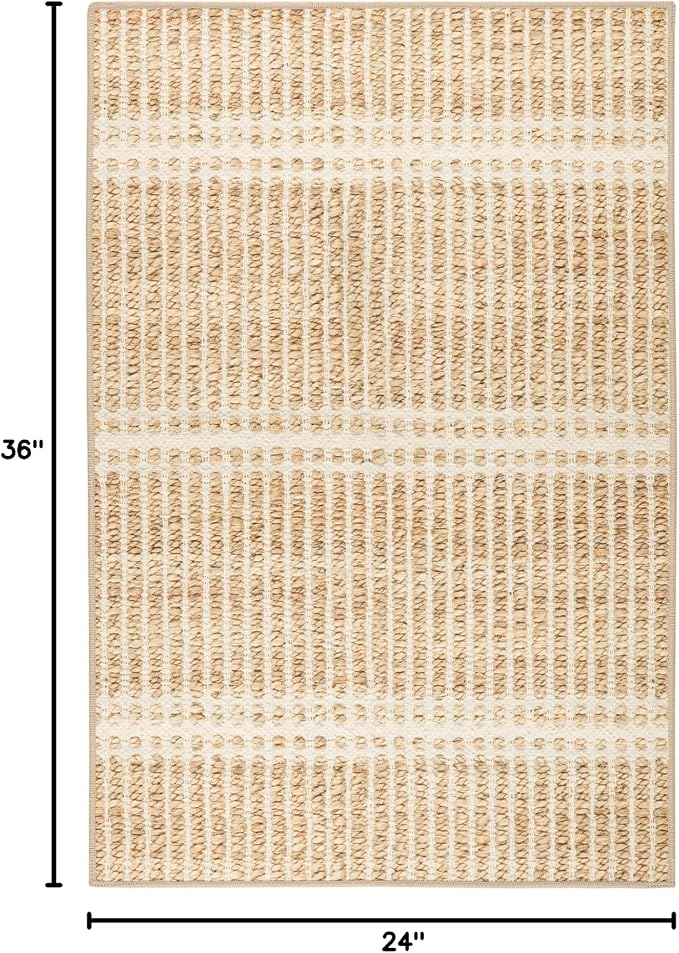 Dash and Albert Arbor Machine Washable Area Rug - 2' x 3' Neutral Stripe Washable Accent Rug Stain-Resistant, Anti-Slip, High Traffic Kitchen, Hallway, Mudroom