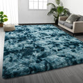 Shag Area Rug, 4 X 6 Tie-Dyed Plush Fuzzy Rugs for Living Room, Ultra Soft Fluffy Furry Rug for Bedroom, Indoor Carpet Nursery Rugs for Kids Room Home Decor, Peacock Blue