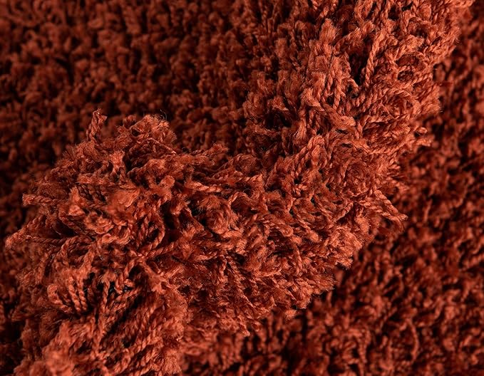Unique Loom Solid Shag Collection Area Rug (7' 10" x 10' Oval, Terracotta)