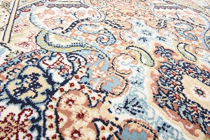 Unique Loom Narenj Collection Classic Traditional Medallion Textured Design Area Rug, 3 x 13 ft, Ivory/Tan