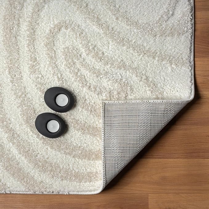 LUXE WEAVERS Geometric Swirl Cream 4x5 Area Rug High Low Modern Carpet