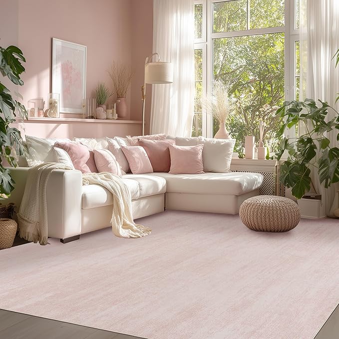 Pink Area Rugs for Bedroom,Boho Washable Neutral Baby Rug for Nursery,6x9,Blush