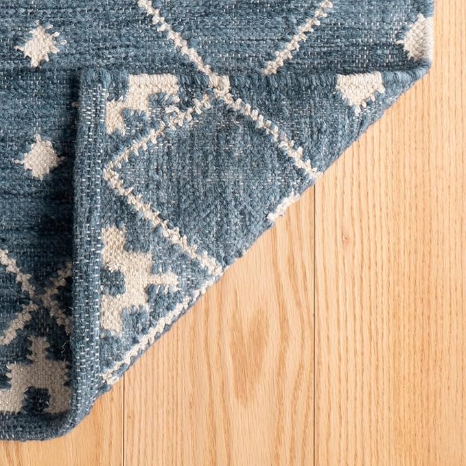 Dash & Albert Kota Indigo Handwoven Wool Rug, 2.5 X 8 Feet, Blue Geometric Pattern