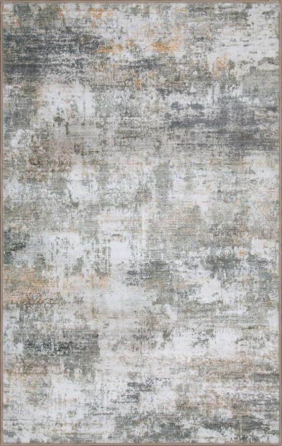 WILLSUN Washable Area Rugs, 8x10 Non-Slip Boho Large Area Rugs for Living Room, Bedroom, Machine Washable Vintage Rug, Indoor Floral Print Carpet for Home Decor, Kid & Pet Friendly Mat