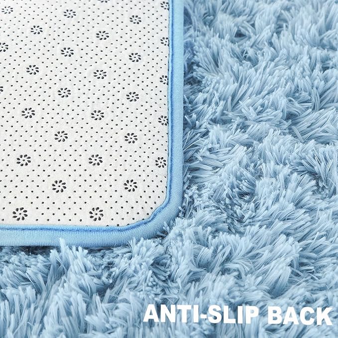 Beglad Fluffy Area Rugs 4x6 Feet, Modern Minimalist Style Shag Rugs, Non-Slip Indoor Carpet Soft Rugs for Bedroom, Living Room & Kids Room, Cobalt Blue