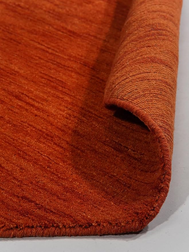 Hand Knotted Loom Wool ECO-Friendly Area Rugs - 8'x8', Octagon, Light Red Color, Solid Plain Design, High Pile Handmade Anti Skid Area Rugs for Living Room, Bed Room (L00111)