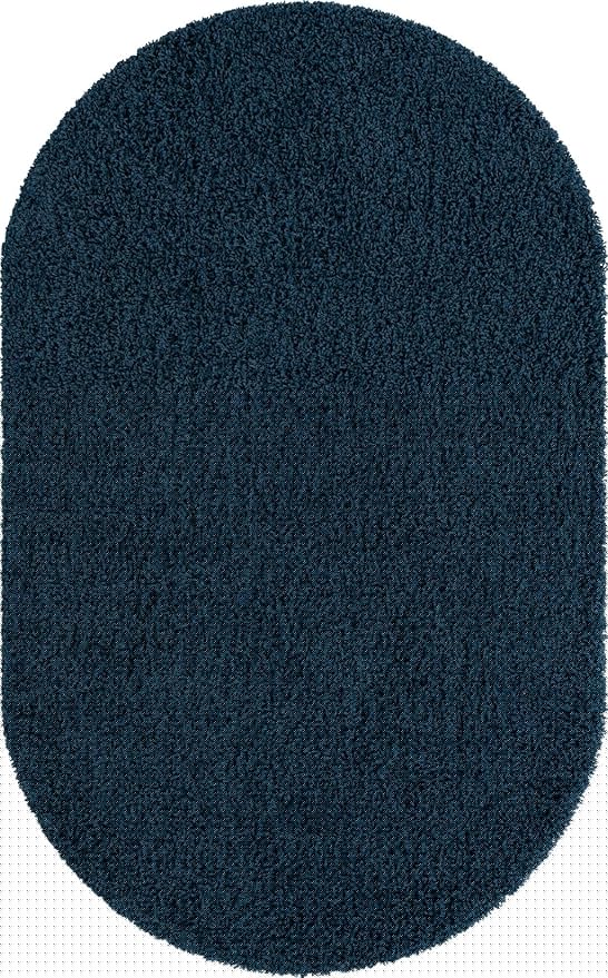 Unique Loom Solid Shag Collection Area Rug (5' 1" x 8' Oval, Sapphire Blue/ Navy Blue)