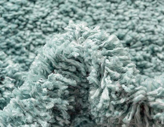 Unique Loom Davos Shag Collection Area Rug - Solid (2' 7" x 13' 1" Runner, Aqua)