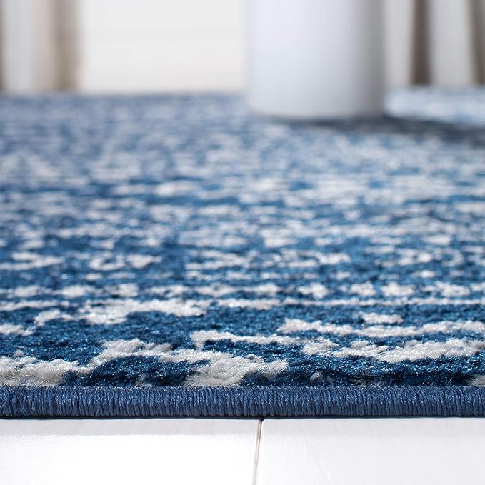 SAFAVIEH Tulum Collection Area Rug - 9' Square, Navy & Ivory, Moroccan Boho Tribal Design, Non-Shedding & Easy to Clean, Ideal for Living Room, Bedroom, Dining Space (TUL272N)
