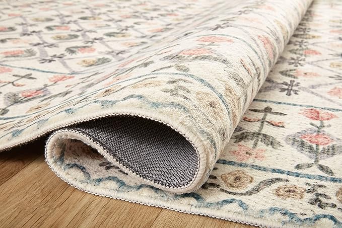 Loloi Rifle Paper Co. Eden Collection EDE-03 Lattice Ivory 2'-0" x 5'-0" Accent Rug feat. CloudPile™