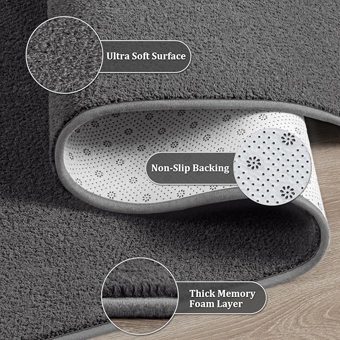 Modern Large Area Rug for Bedroom Living Room, 4x6 Feet Dark Grey Thickened Memory Foam Washable Rugs, Non-Slip Soft Minimalist Solid Indoor Carpets for Boys Girls Nursery Room Décor
