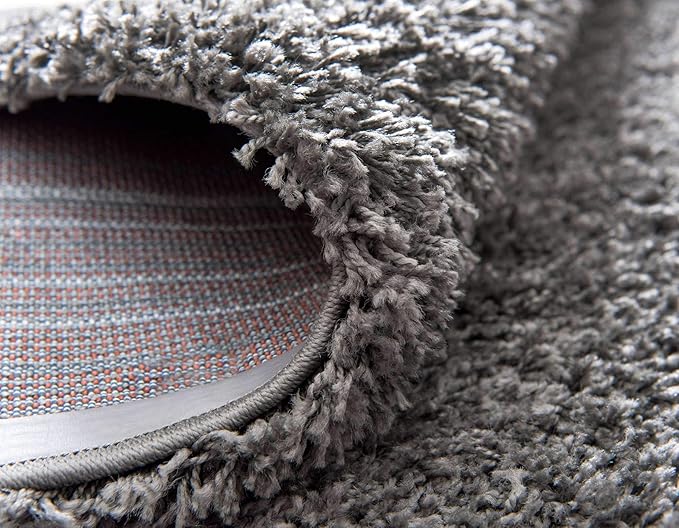 Unique Loom Solid Shag Collection Area Rug (2' 6" x 13' 1" Runner, Graphite Gray)