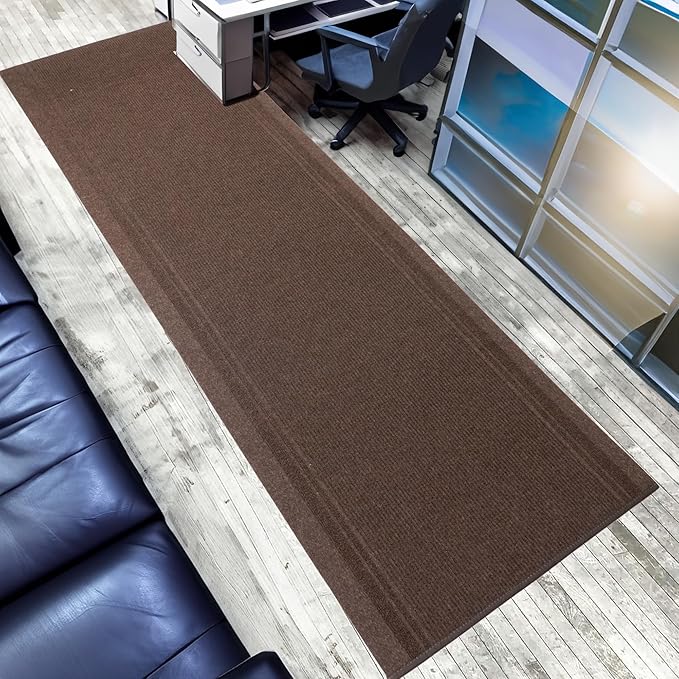 English Home Custom Size Non Slip Striped Design Light Weight Durable PVC Backing Thin Pile Runner Rug (26" x 10')