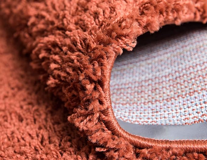 Unique Loom Solid Shag Collection Area Rug (9' x 12' 2" Rectangle, Terracotta)