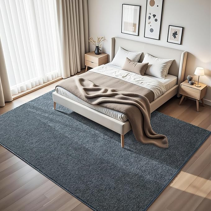 HQAYW 6x9 Large Area Rugs for Living Room Bedroom, Modern Thickened Memory Foam Soft Rug, Low Pile Minimalist Washable Non Slip Carpets for Kids Girls Boys Nursery Dorm Home Decor, Navy Blue