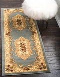 Unique Loom Versailles Collection Traditional Classic Floral Motif Area Rug (2' 2 x 6' 0 Runner, Slate Blue/ Ivory)