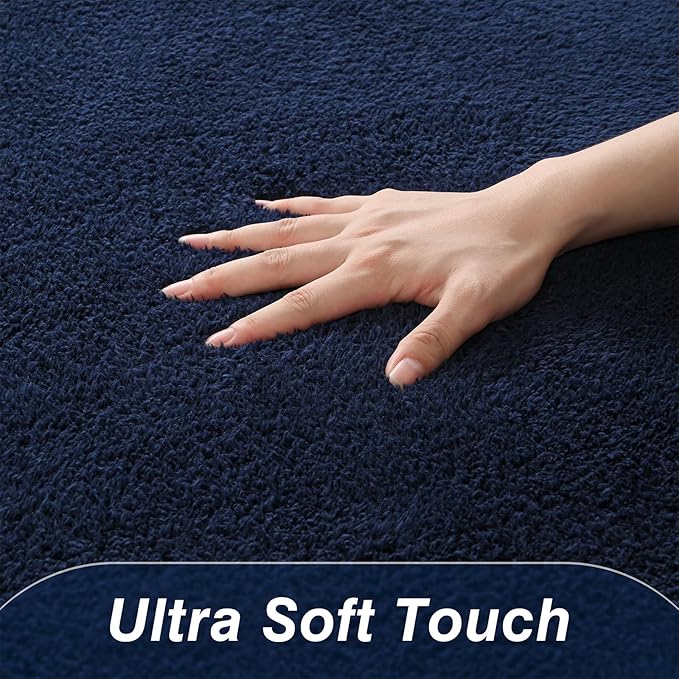 Large Area Rugs for Living Room Bedroom, 6 x 9 Ft Non-Slip Modern Area Rug, Soft Thickened Memory Foam Rug, Comfy Minimalist Indoor Carpet for Boys Girls Room Nursery Dorm Home Decor, Navy Blue