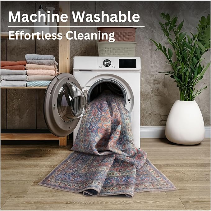 Bloom Rugs Washable Non-Slip 8' x 10' Rug - Multicolor Traditional Medallion Area Rug for Living Room, Bedroom, Dining Room, and Kitchen - Exact Size: 8' x 10'