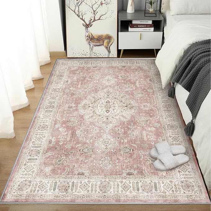 6’x9’ Washable Area Rugs for Living Room Bedroom Foldable Low Pile Non Slip Area Rugs for Dining Office