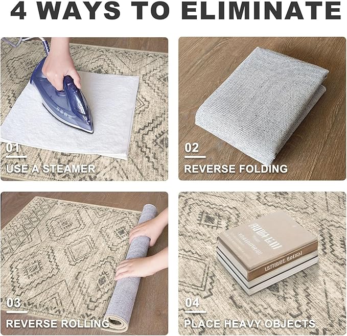 KILOCOCO Hallway Runner Rug 3'x10' Runners for Hallways Washable Runner Rug Non Slip Rubber Backed Low-Pile Runners for Bedroom Kitchen Living Room Laundry Room Boho Rugs, Beige/Gray/Green