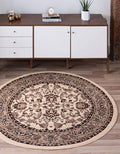 Unique Loom Sialk Hill Collection Area Rug - Washington (4' 1" Round Ivory/Black)