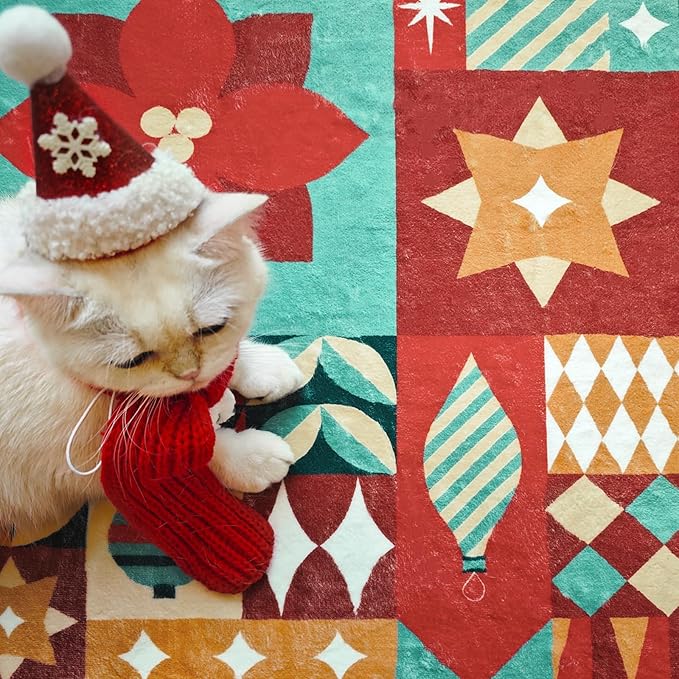 jinchan Christmas Runner Rug 2x6 for Entryway Washable Christmas Kitchen Rug Xmas Geometric Floor Mat for Hallway Non-Slip Soft Carpet Festive Red-Green Holiday Patch Decor for Bathroom Porch Bedside