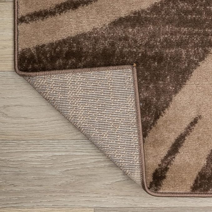 Rugshop Modern Wavy Circles Design Area Rug, Fade-Resistant Carpet for Bedroom, Office, or Small Spaces, Brown, 3'3" x 5'