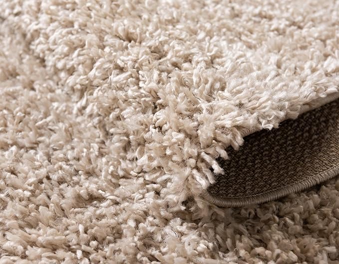 Unique Loom Davos Shag Collection Area Rug - Solid (5' 3" x 8' Oval, Linen)