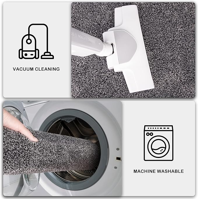 PURRUGS Dirt Trapping Door Mat 24" x 35.5", Non-Slip Machine Washable Entry Rug, Shoe Scraper, Dog Doormat, Super Absorbent Welcome Mat for Front & Back Door, Muddy Shoes & Paws, Light Grey-Dark Grey