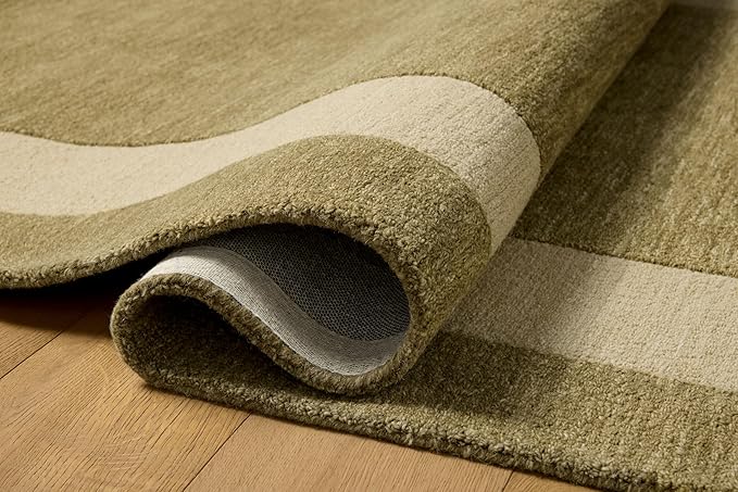 Loloi Leanne Ford Craven Collection CVN-01 Light Olive/Oatmeal 3'-6" x 5'-6" Accent Rug Geometrical, Patterned, Neutral, Entryway, Mudroom, Bathroom, and Kitchen
