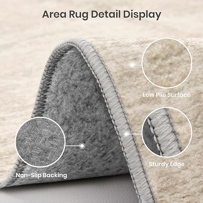 Valenrug Washable Rugs 6x9 - Non Slip 6x9 Area Rugs for Living Room, Stain Resistant Area Rugs for Bedroom, Foldable Machine Washable Area Rug(6'x9', Beige)