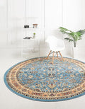 Unique Loom Sialk Hill Collection Area Rug - Washington (7' 10" Round Light Blue/Navy Blue)