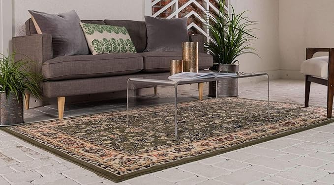 Unique Loom Sialk Hill Collection Area Rug - Washington (5' 3" x 8' Rectangle Green/Hunter Green)
