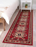 Unique Loom Taftan Collection Border Geometric Tribal Inspired Design Area Rug (2' 11 x 16' 5 Runner, Red/ Gold)