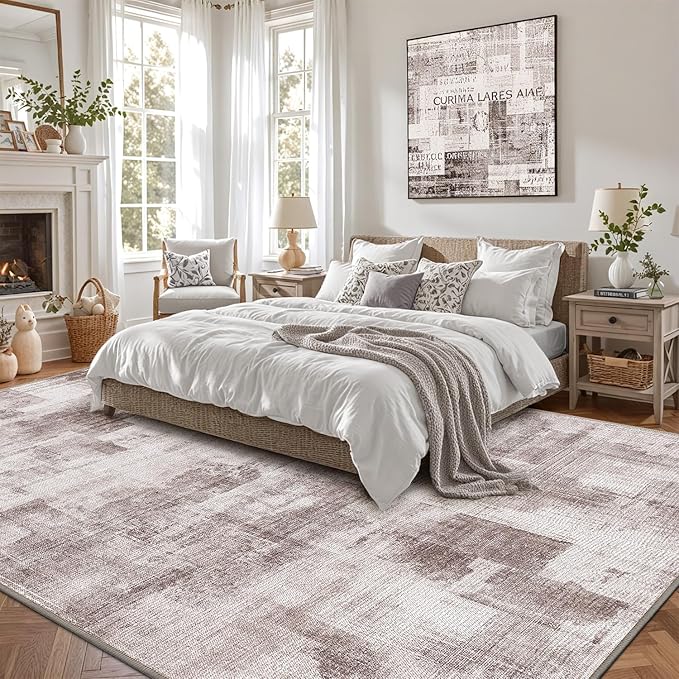 LUMI 4x6 Washable Low-Pile Area Rug for Living Room, Ultra Soft Modern Abstract Rugs Non Slip with Rubber Backing, High Traffic, Stain Resistant Carpets, Ideal for Bedroom, Dining Room, Indoor