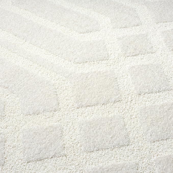 Abani Cozy Cream Area Rug for Living Room, Bedroom - Geometric Diamond Pattern - 6' x 9' - Durable & Easy to Clean