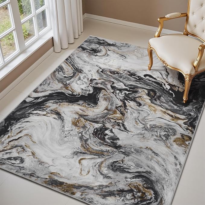 3x5 Washable Area Rugs for Living Room, Modern Abstract Rug Entryway Kitchen Non Slip Throw Rug, Stain Resistant Carpet for Dining Room Playroom Bedroom, Pet & Kids Friendly