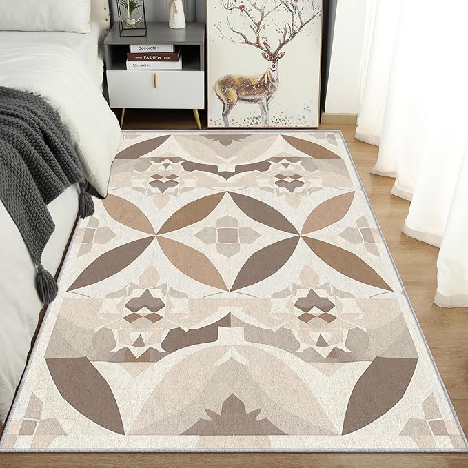Geometric Rug Small, Washable 2x3 Throw Rug for Entryway, Modern Abstract Patterned Indoor Door Mat, Geometric Decor for Home, Bedroom, Soft Non Slip Thin Design FER82