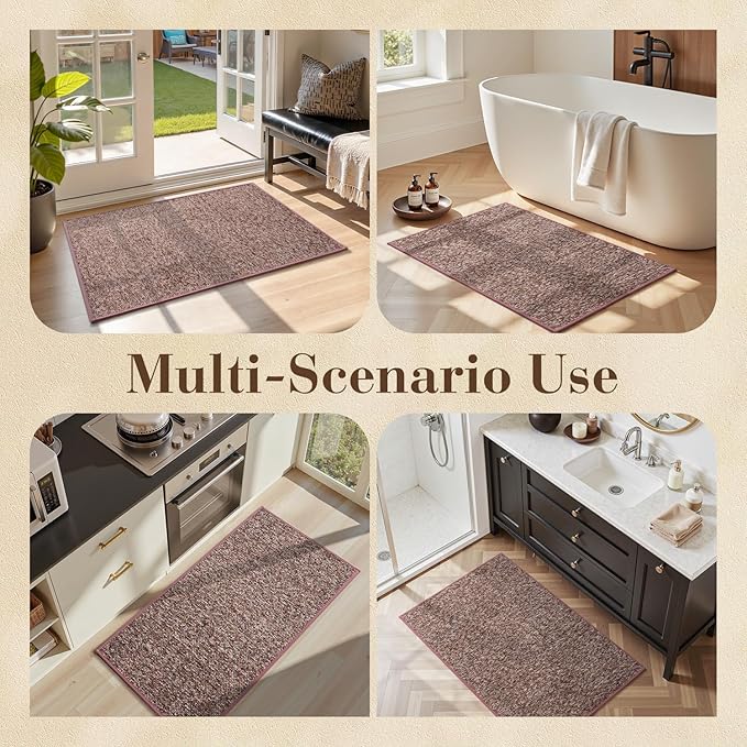 MontVoo Door Mat Indoor Entrance Doormat, Absorbent Durable Rubber Non Slip Front Door Mat for Inside Entry Entryway Dirt Trapper Welcome Mat, Red 17''x30''