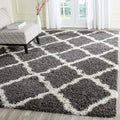 SAFAVIEH Dallas Shag Collection Area Rug - 8' Square, Dark Grey & Ivory, Trellis Design, Non-Shedding & Easy Care, 1.5-inch Thick Ideal for High Traffic Areas in Living Room, Bedroom (SGD257A)