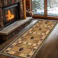 Pinecone Runner Rug, 2x7ft Rustic Country Style Hallway Runner Rug - Corridor & Foyer Area Rugs, Washable Non-Slip Mat, Country Home Decor Carpet for Indoor Living Room Hallway Spaces